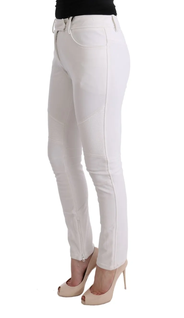 Chic White Slim Fit Cotton Trousers sold by Louxly product image thumbnail 2