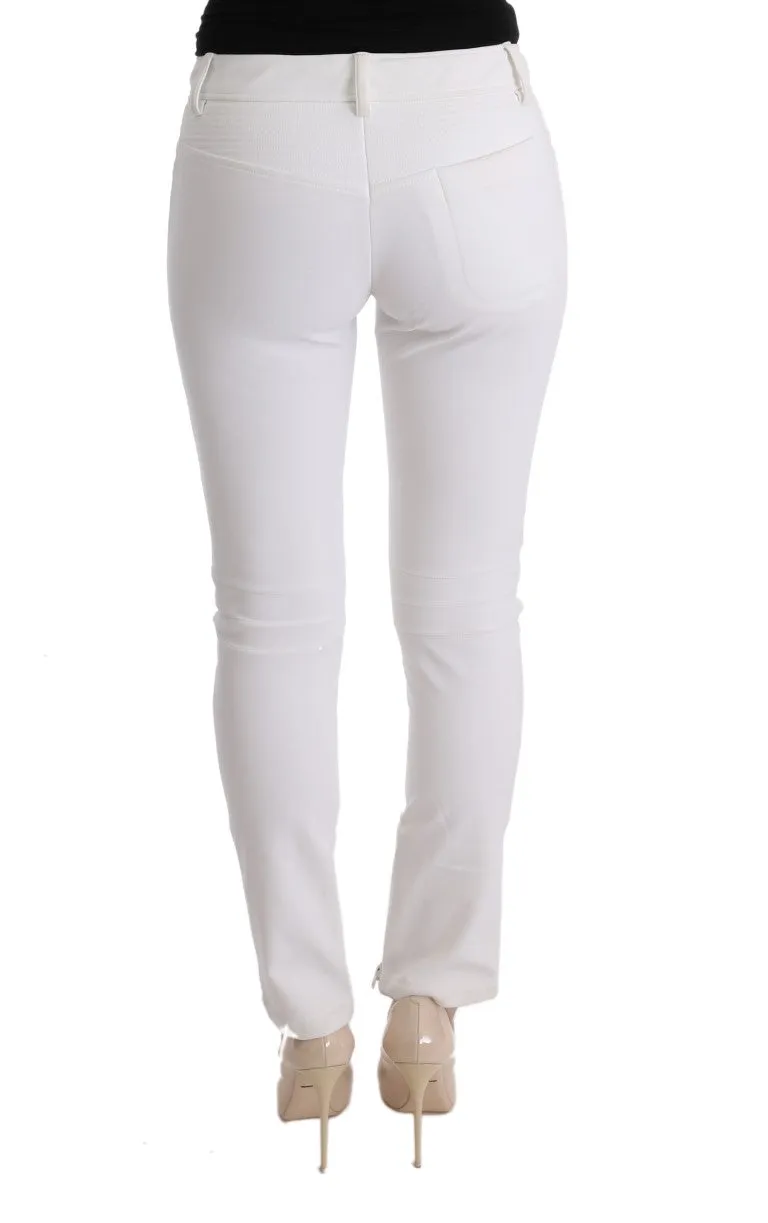 Chic White Slim Fit Cotton Trousers sold by Louxly product image thumbnail 3
