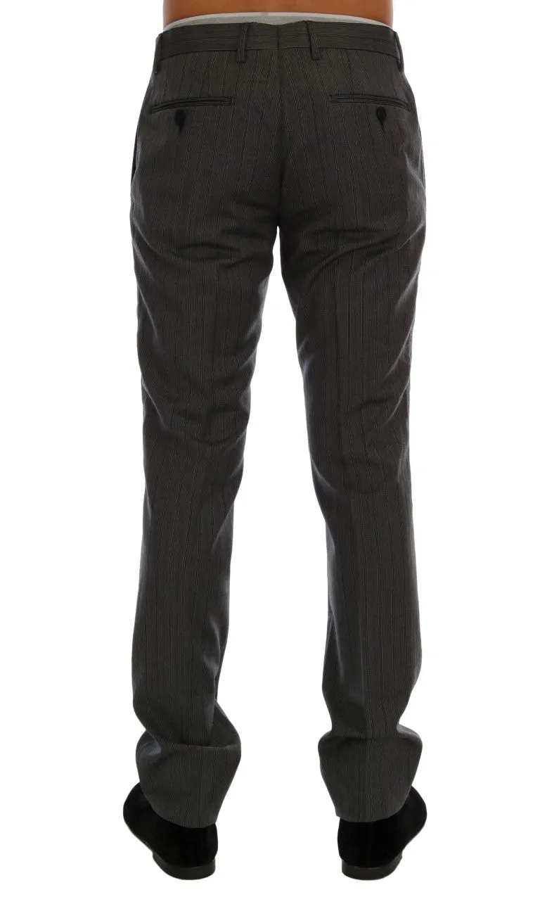 Elegant Gray Striped Wool Formal Trousers sold by Louxly product image thumbnail 3