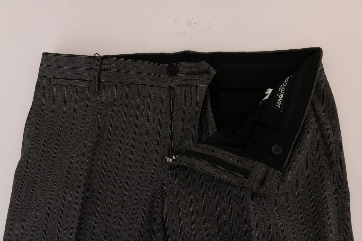 Elegant Gray Striped Wool Formal Trousers sold by Louxly product image thumbnail 4