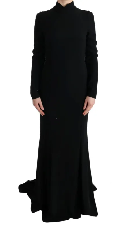 Elegant Full Length Sheath Gown in Black sold by Louxly