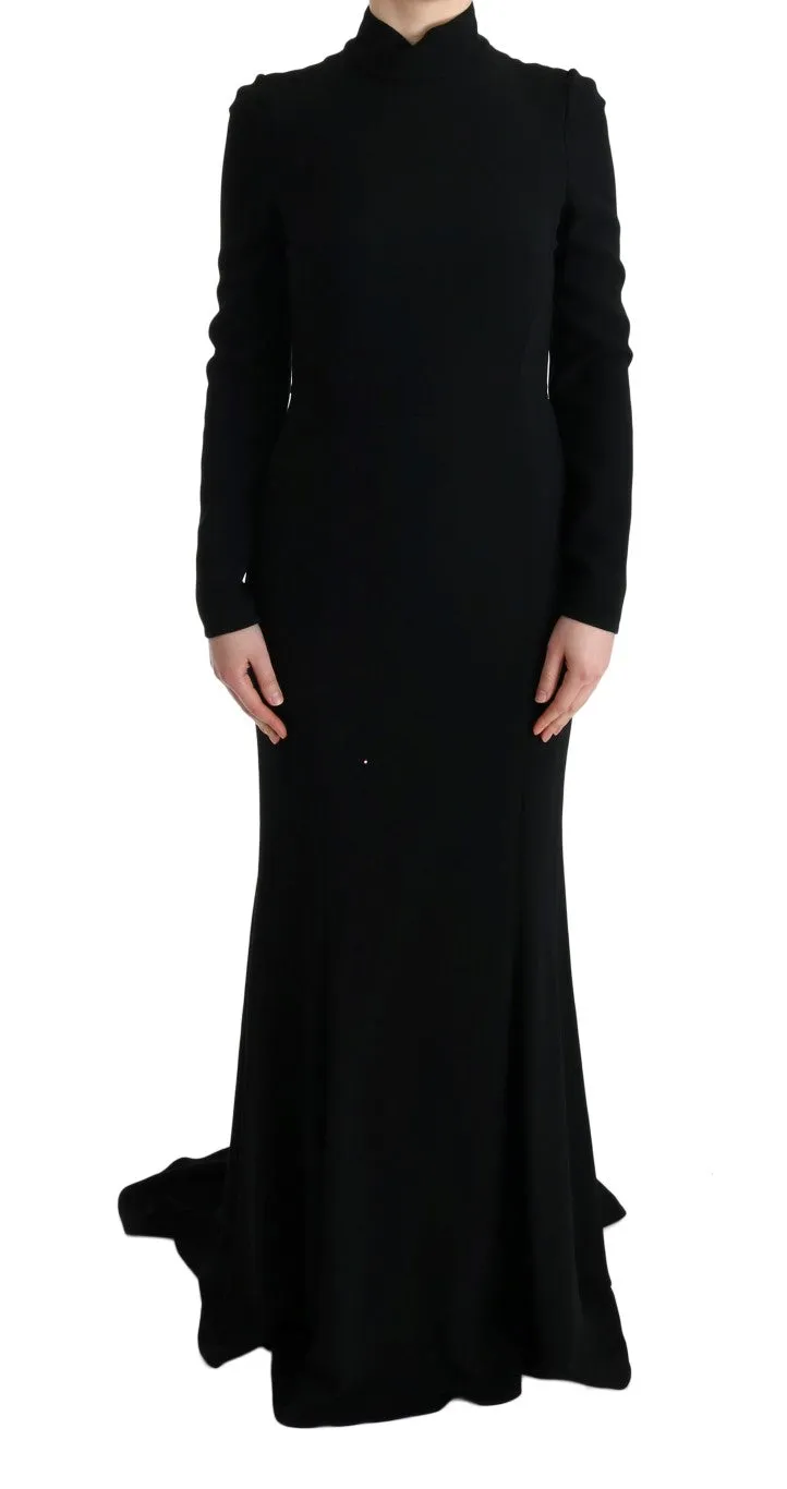 Elegant Full Length Sheath Gown in Black sold by Louxly