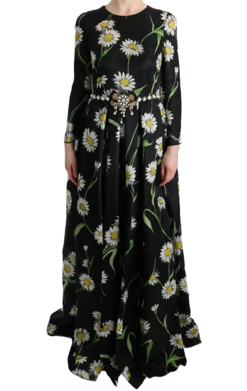 Elegant Sunflower Maxi Gown with Crystals sold by Louxly