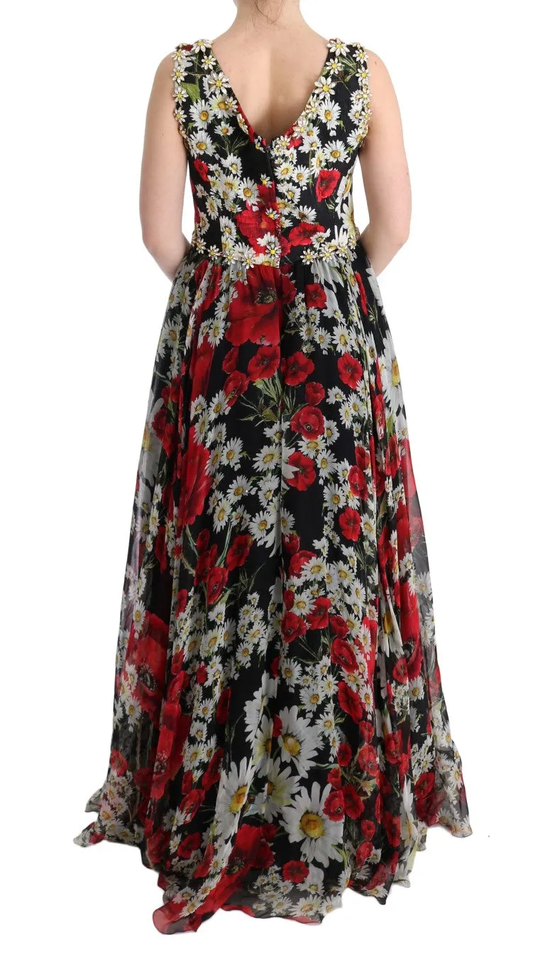 Floral Maxi Gown with Sunflower Print and Crystals sold by Louxly product image thumbnail 3