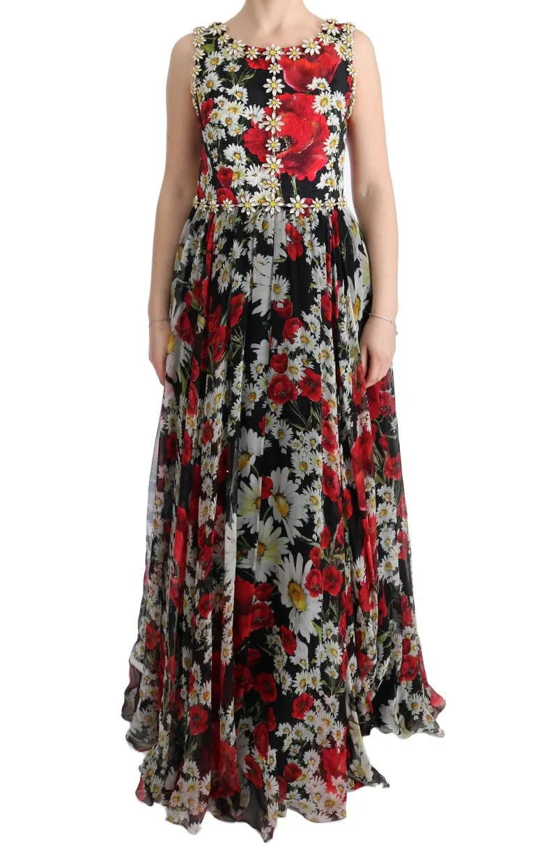 Floral Maxi Gown with Sunflower Print and Crystals sold by Louxly