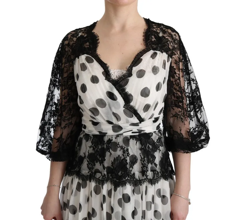 Elegant Polka Dotted Full Length Gown sold by Louxly product image thumbnail 5