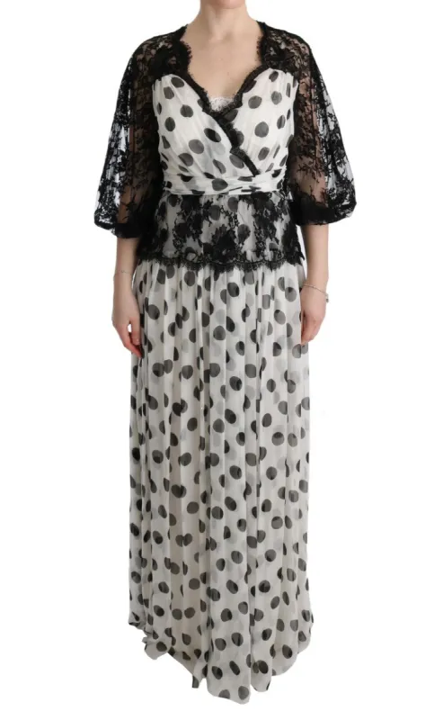 Elegant Polka Dotted Full Length Gown made by Louxly