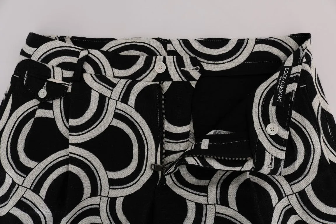Chic Black & White Patterned Linen Shorts sold by Louxly product image thumbnail 4