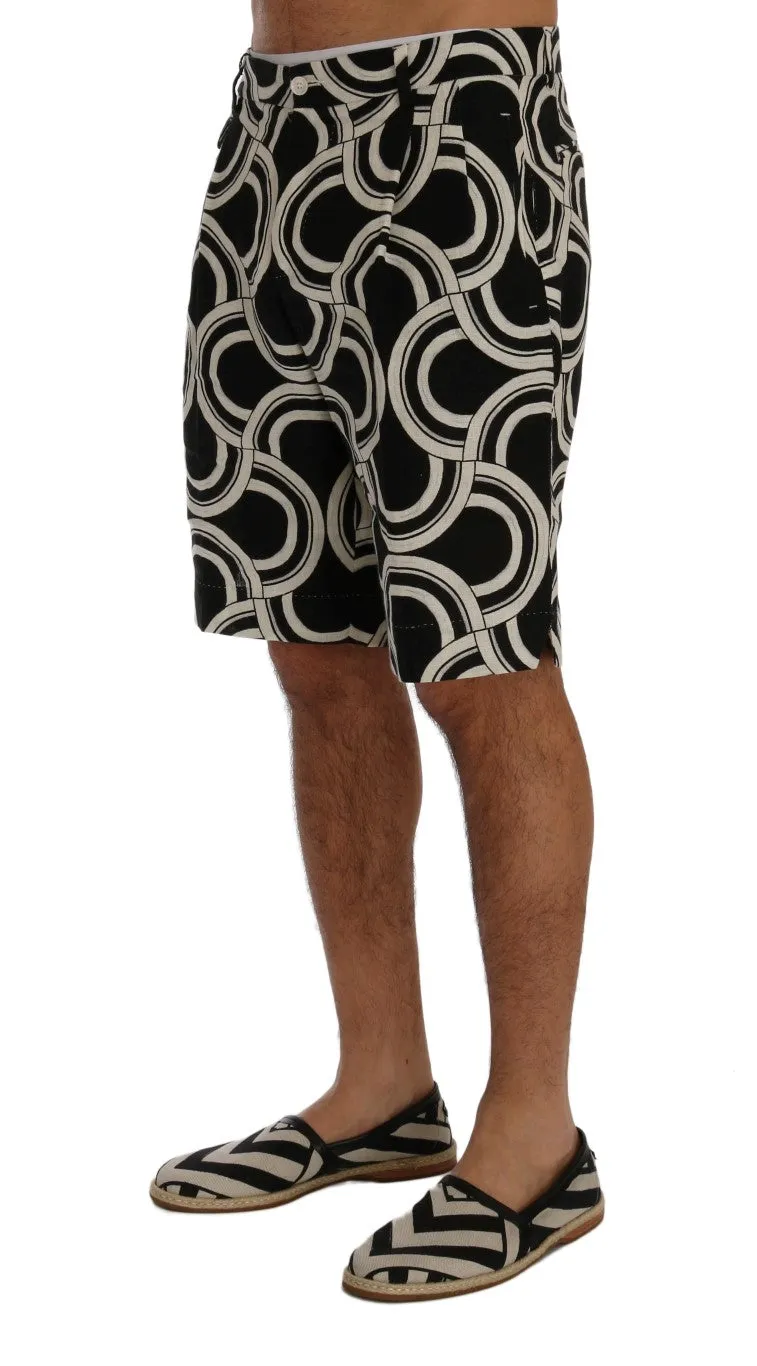 Chic Black & White Patterned Linen Shorts sold by Louxly product image thumbnail 2