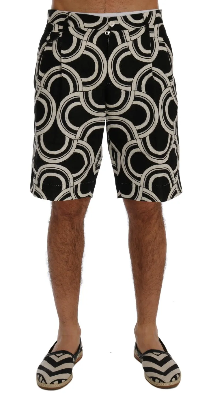 Chic Black & White Patterned Linen Shorts sold by Louxly