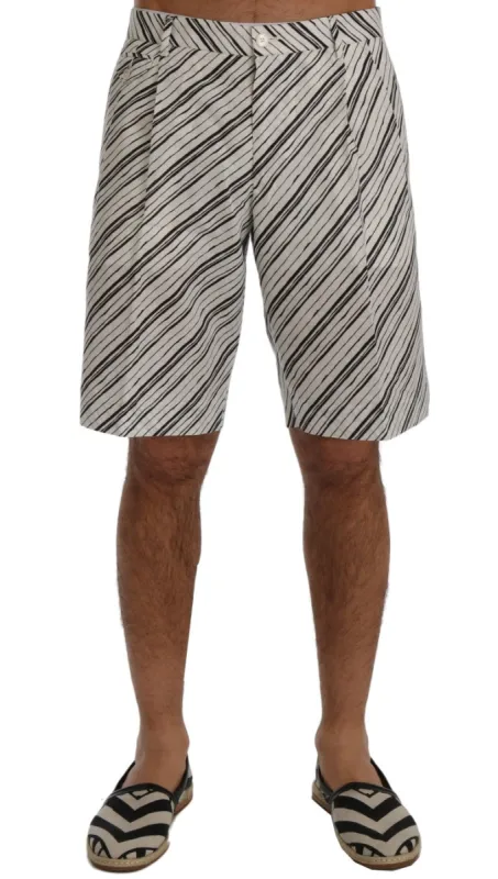 Elegant Striped Cotton-Linen Shorts sold by Louxly
