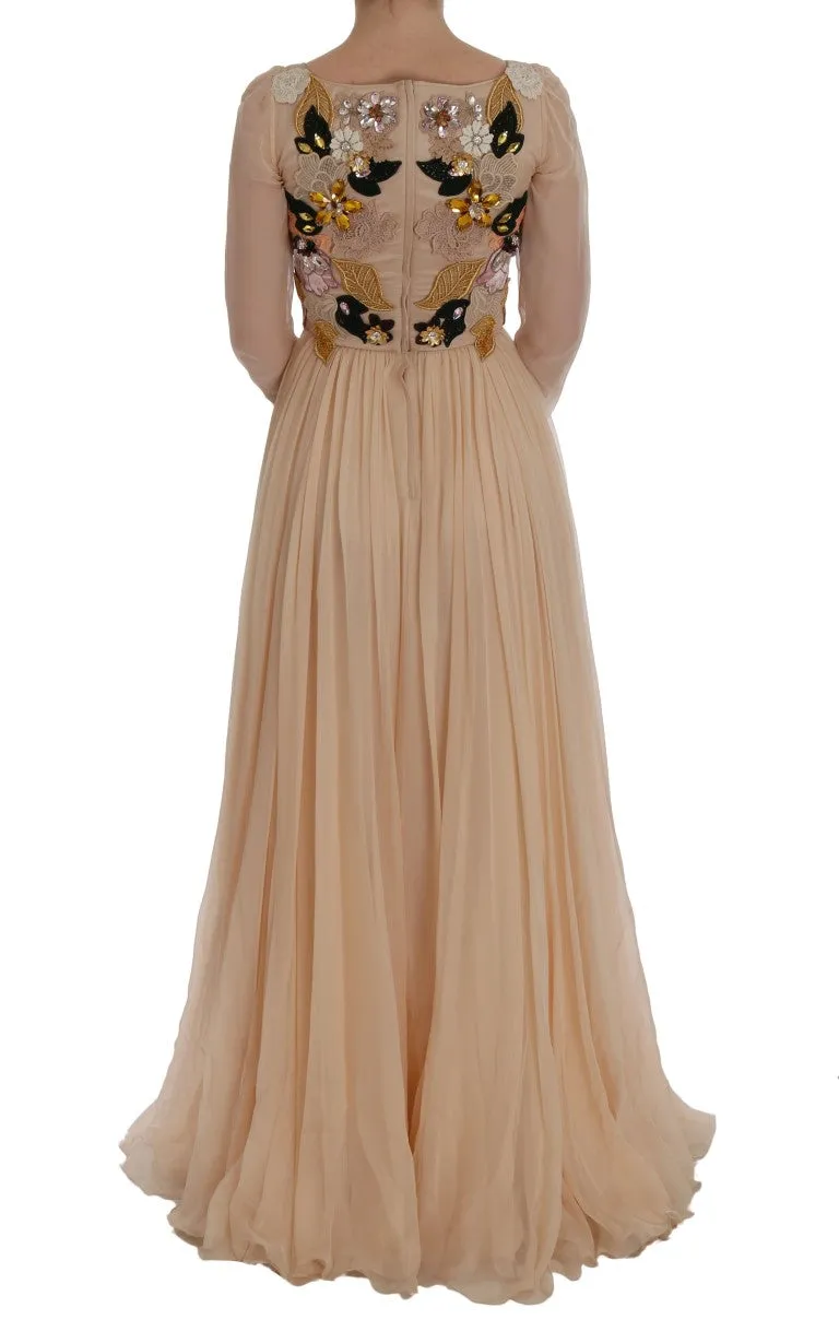 Elegant Floral Embroidered Silk Maxi Dress sold by Louxly product image thumbnail 3