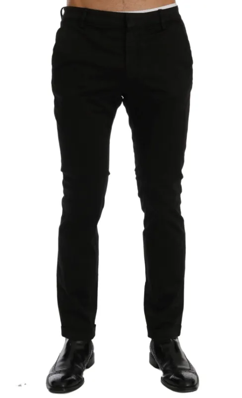 Chic Black Slim Fit Cotton Stretch Pants sold by Louxly