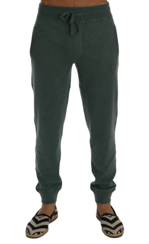 Elegant Green Cashmere Sport Pants sold by Louxly
