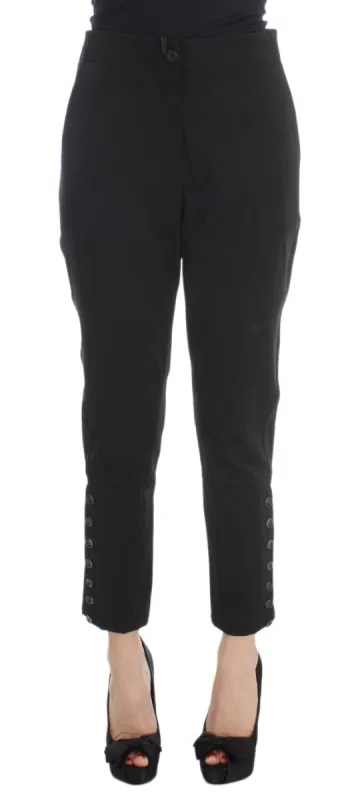 Elegant Cropped Capri Pants in Black sold by Louxly