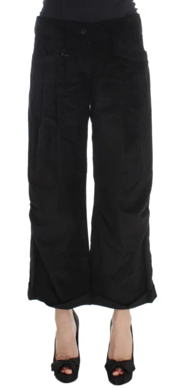 Chic Black Wide Leg Cotton Jeans made by Ermanno Scervino