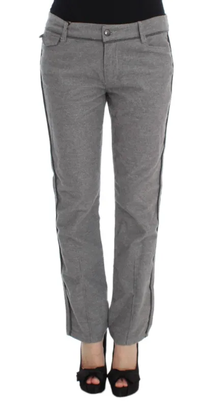 Chic Gray Casual Cotton Pants made by Ermanno Scervino