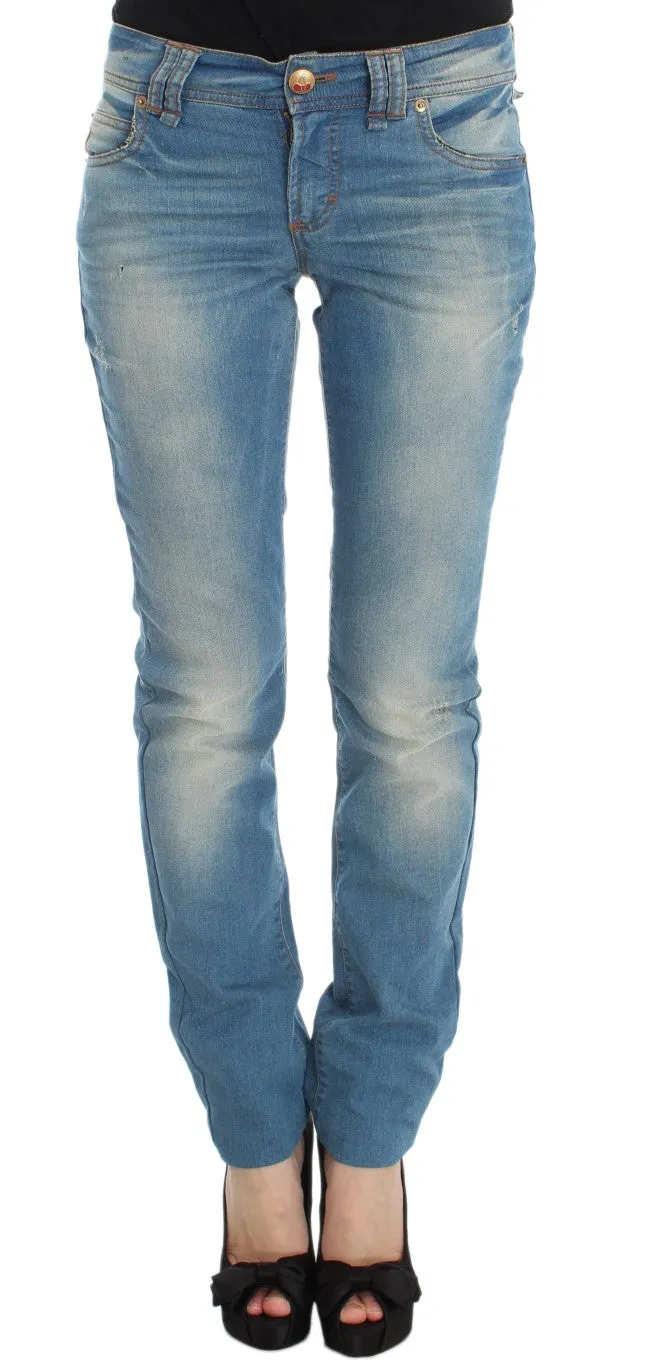 Sleek Blue Slim Fit Designer Jeans sold by Louxly