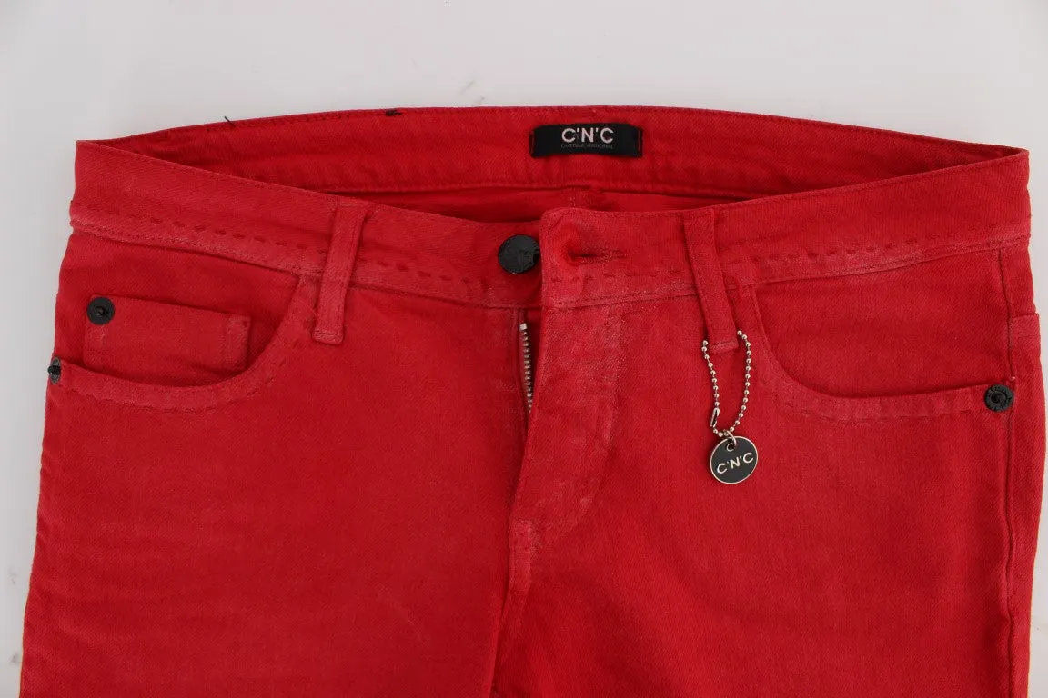 Chic Red Slim Fit Jeans sold by Louxly product image thumbnail 5