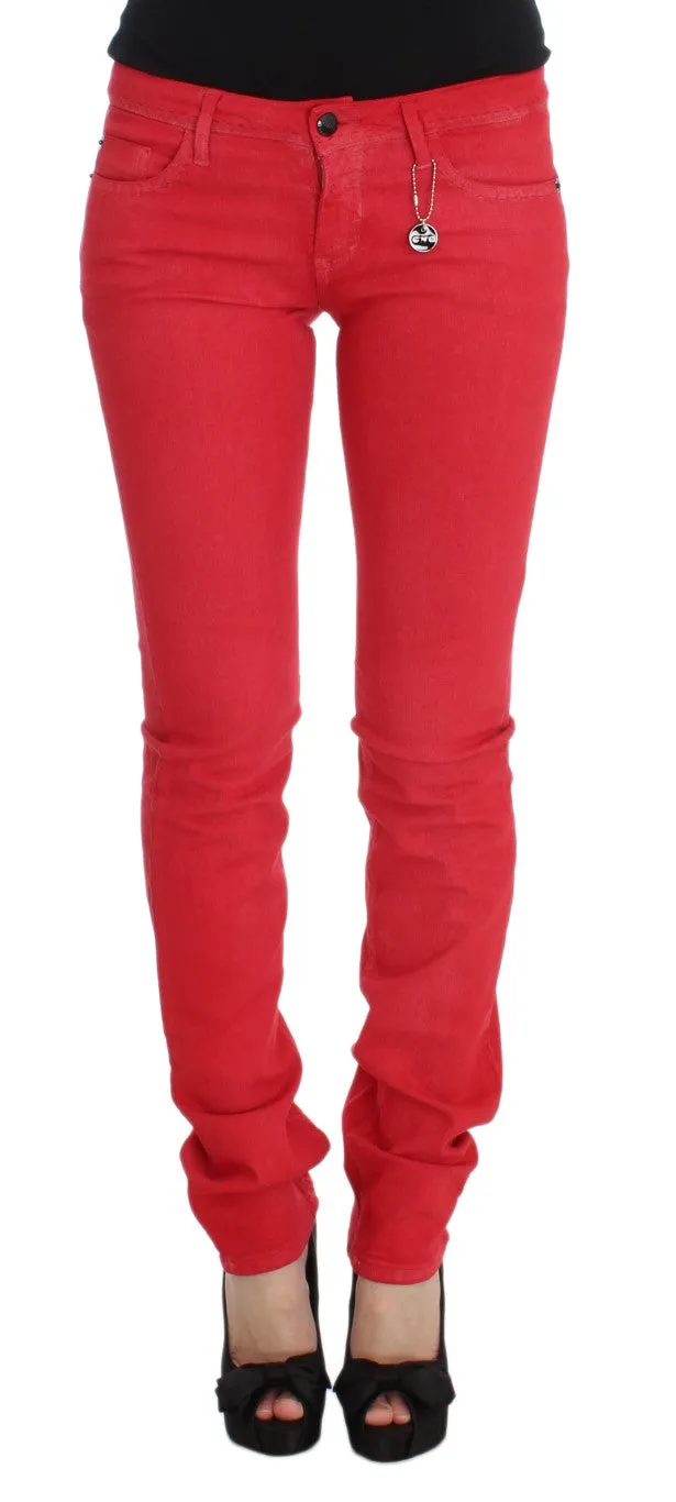 Chic Red Slim Fit Jeans sold by Louxly
