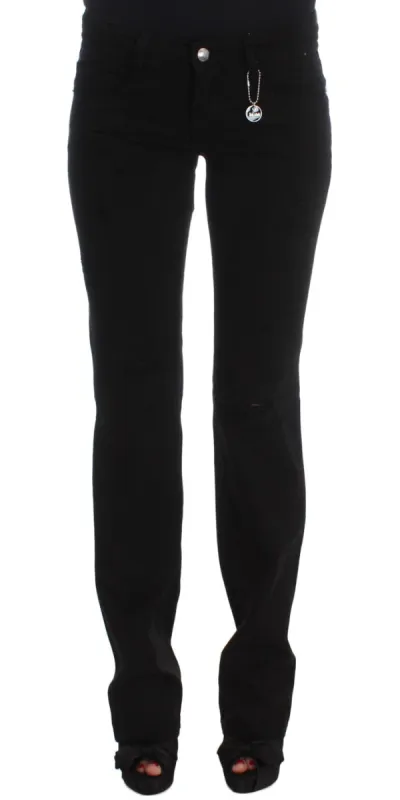 Chic Black Slim Fit Zippered Cotton Jeans sold by Louxly