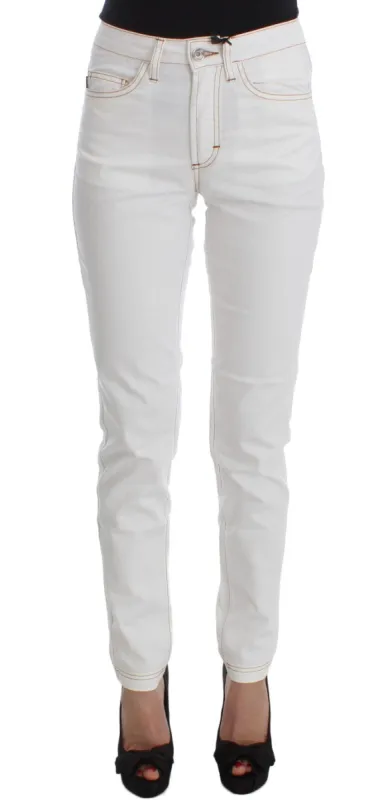 Chic White Slim Fit Denim made by Louxly