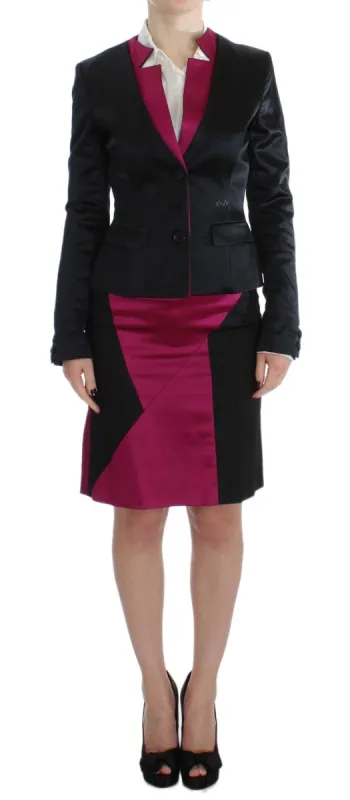 Chic Black and Pink Skirt Suit Ensemble sold by Louxly