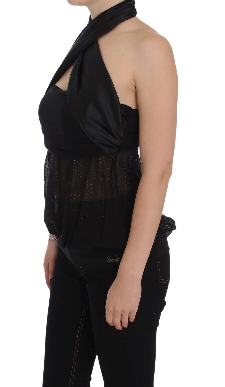 Elegant Black Evening Wrap Top Blouse sold by Louxly product image thumbnail 2