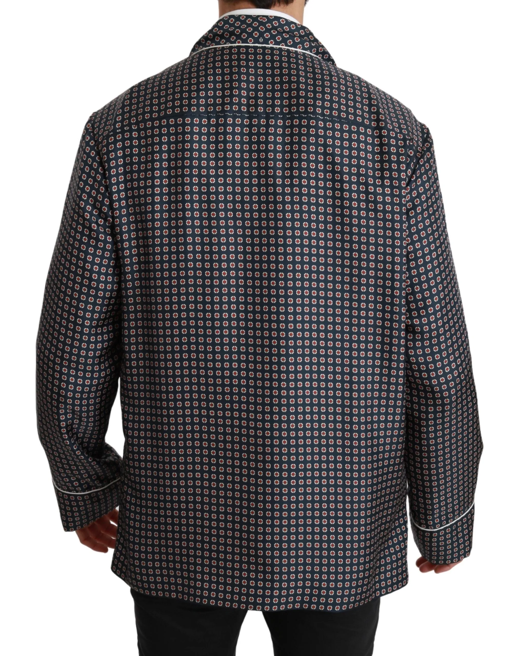 Elegant Navy Silk Double Breasted Coat sold by Louxly product image thumbnail 3