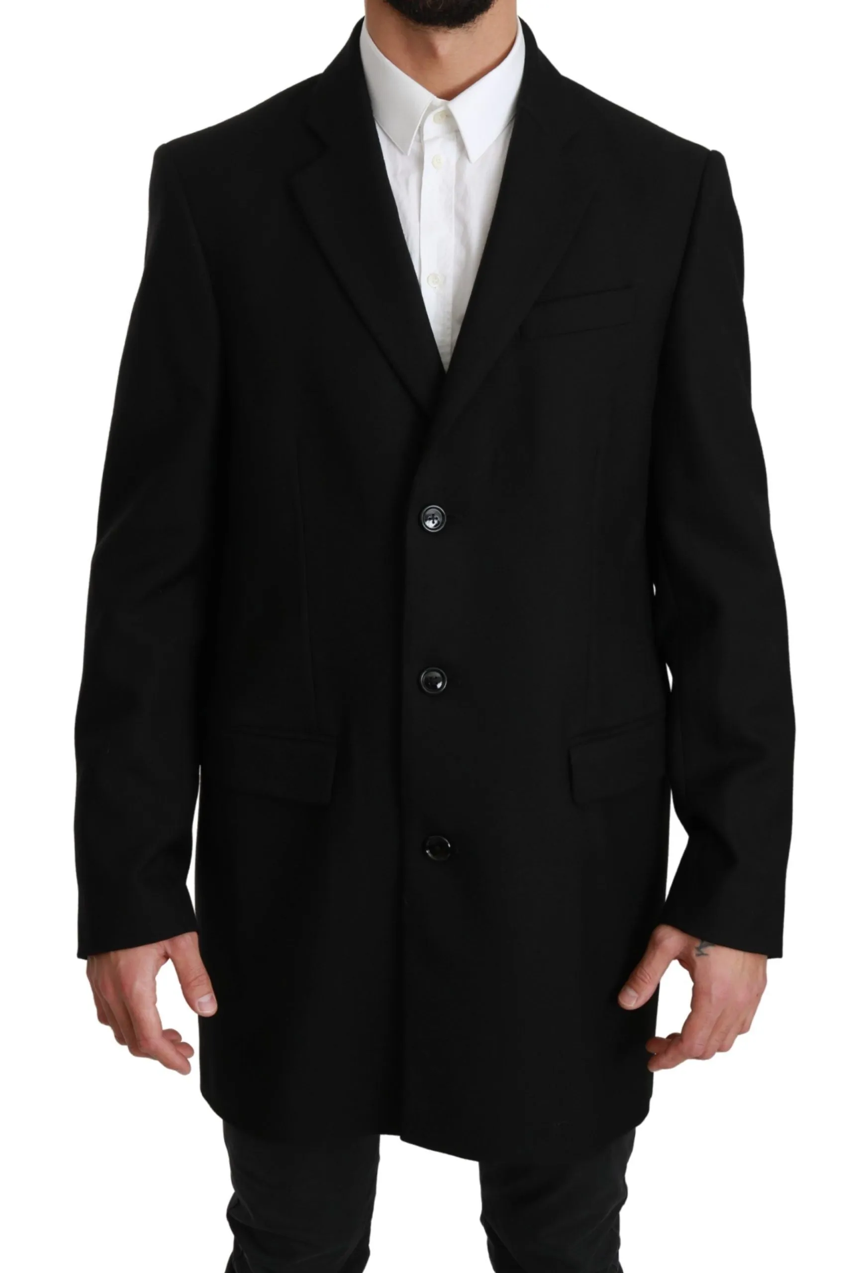 Elegant Black Wool Formal Blazer sold by Louxly