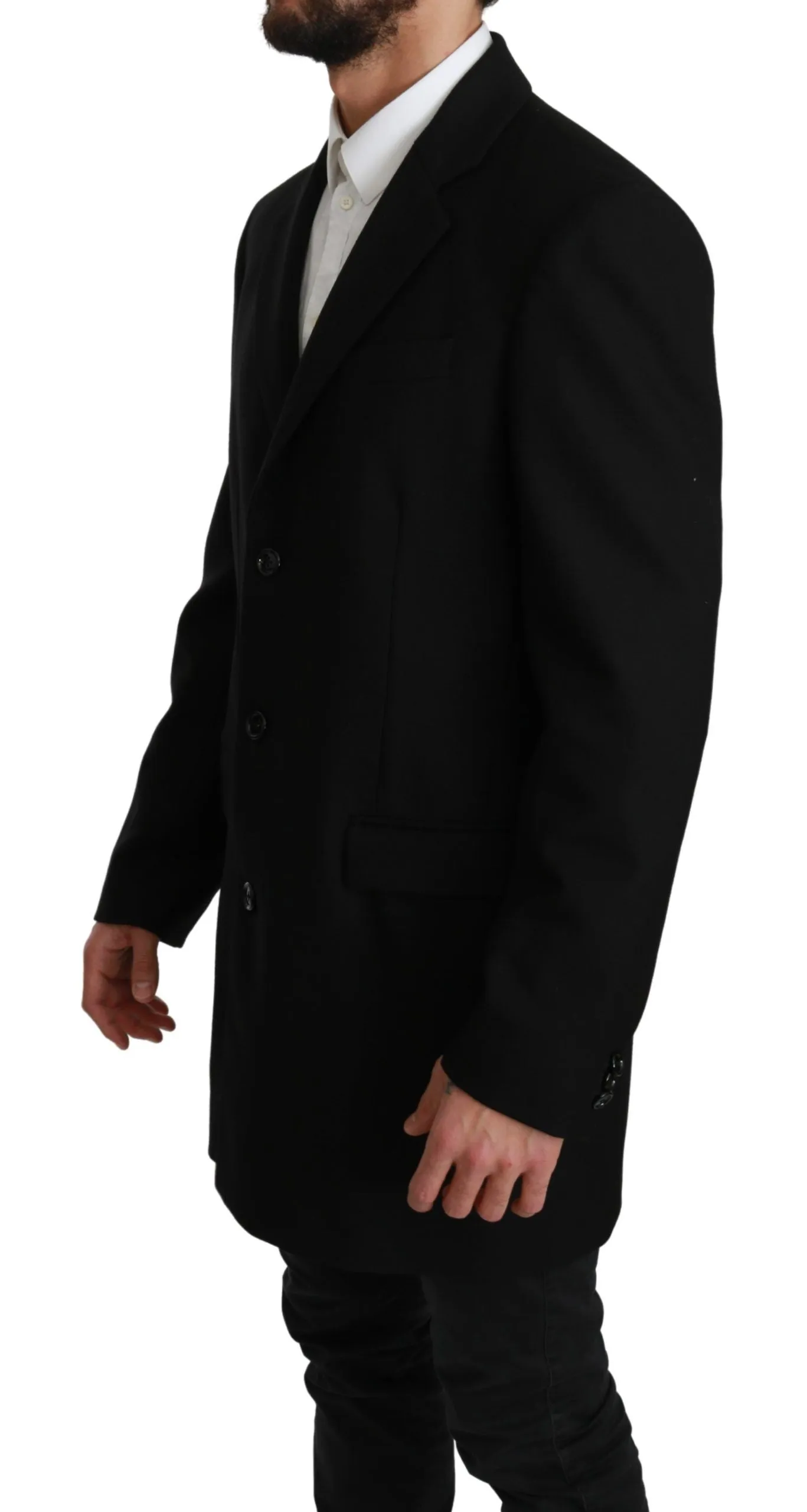 Elegant Black Wool Formal Blazer sold by Louxly product image thumbnail 2