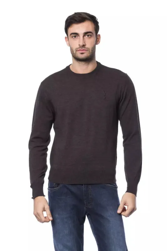 Brown Merino Wool Men Sweater sold by Louxly