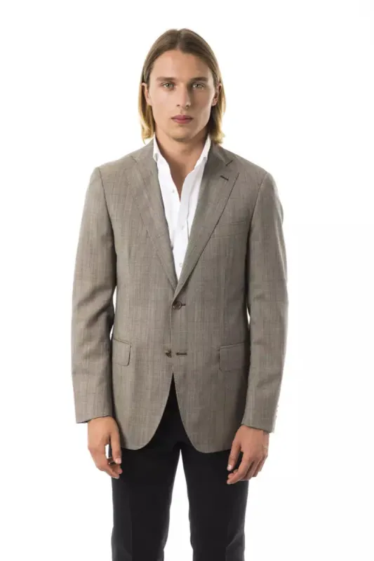 Gray Wool Men Blazer sold by Louxly