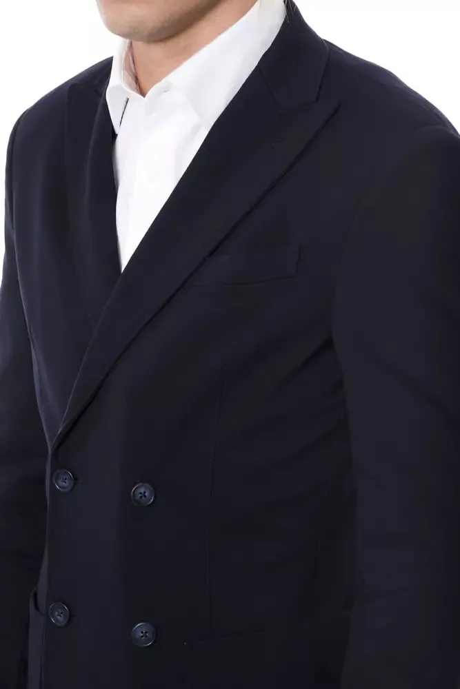 Blue Viscose Men Blazer sold by Louxly product image thumbnail 4