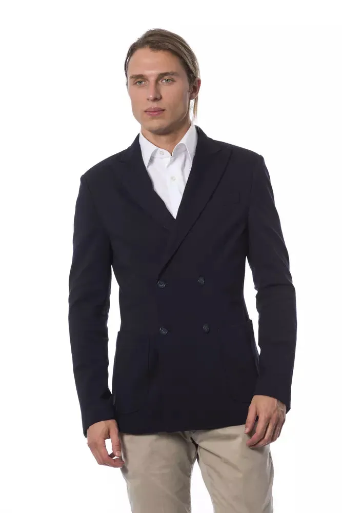 Blue Viscose Men Blazer sold by Louxly