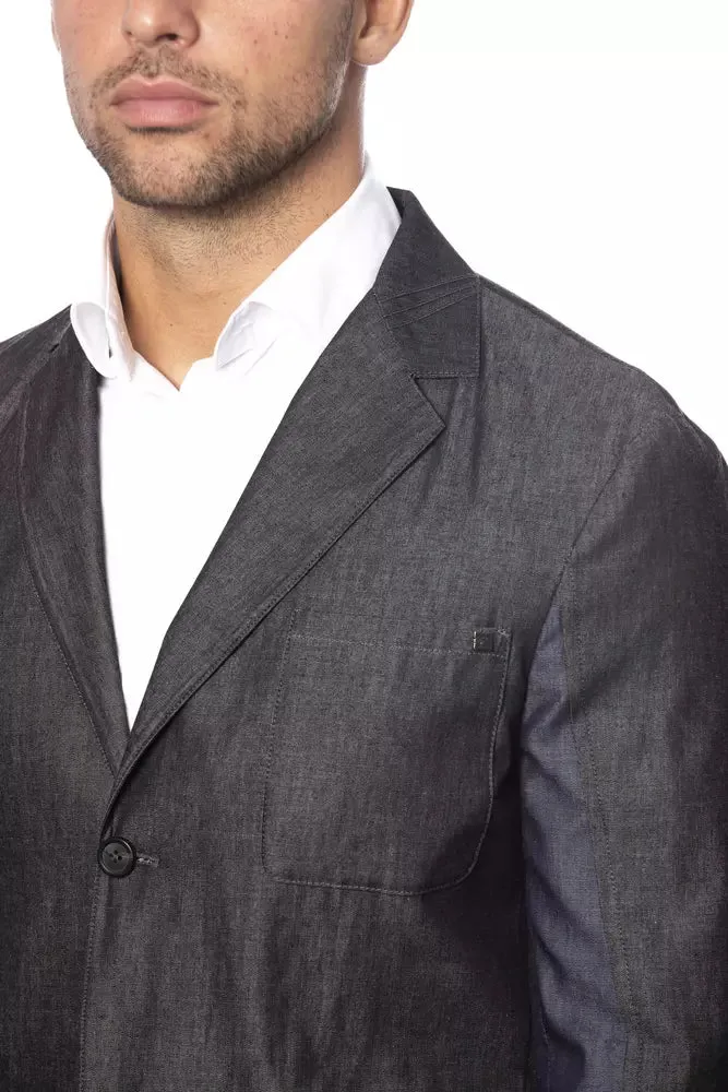 Gray Cotton Men Blazer sold by Louxly product image thumbnail 4