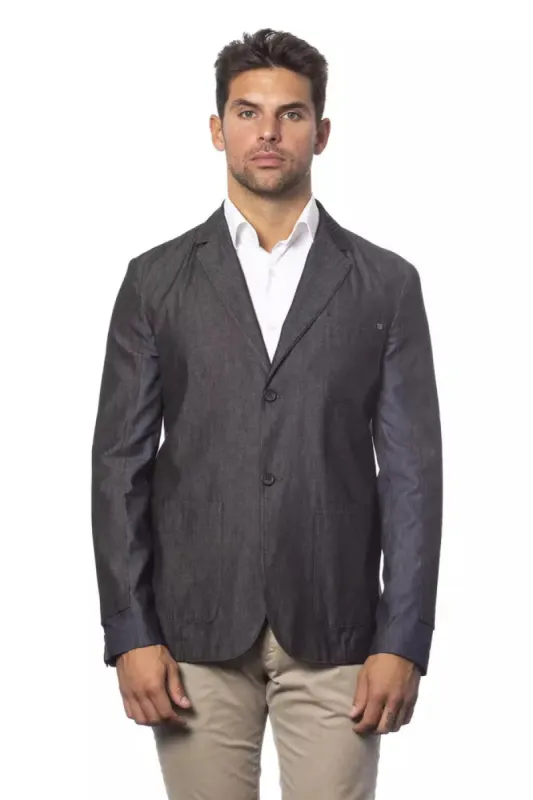 Gray Cotton Men Blazer sold by Louxly