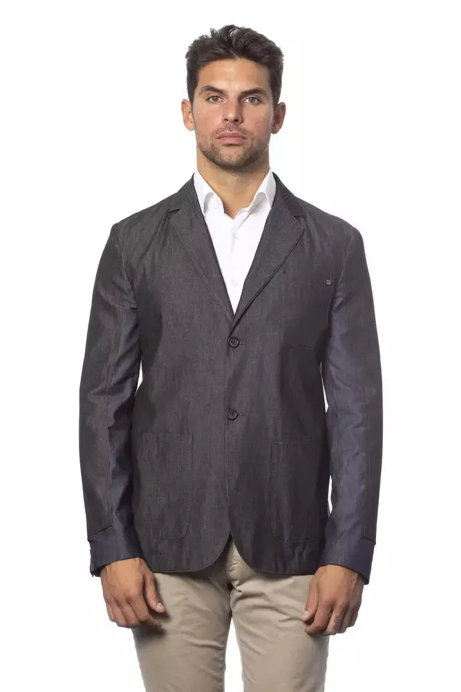 Gray Cotton Men Blazer sold by Louxly