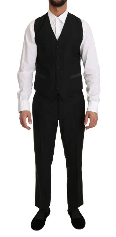 Sleek Black Slim Fit Formal Vest sold by Louxly