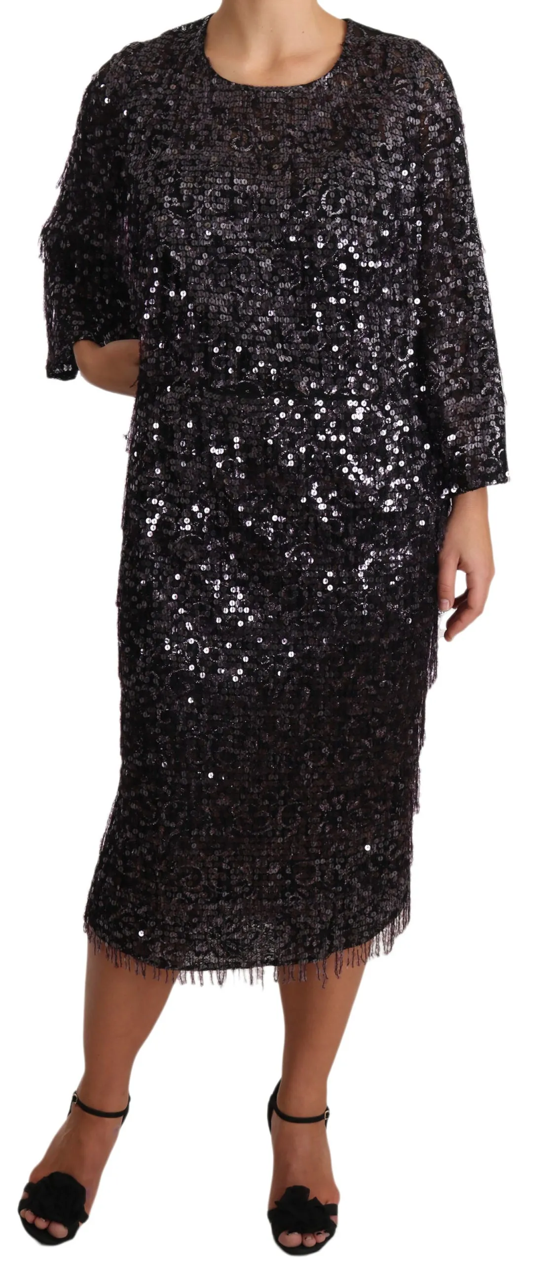 Sequined Shift Midi Dress – Timeless Elegance sold by Louxly