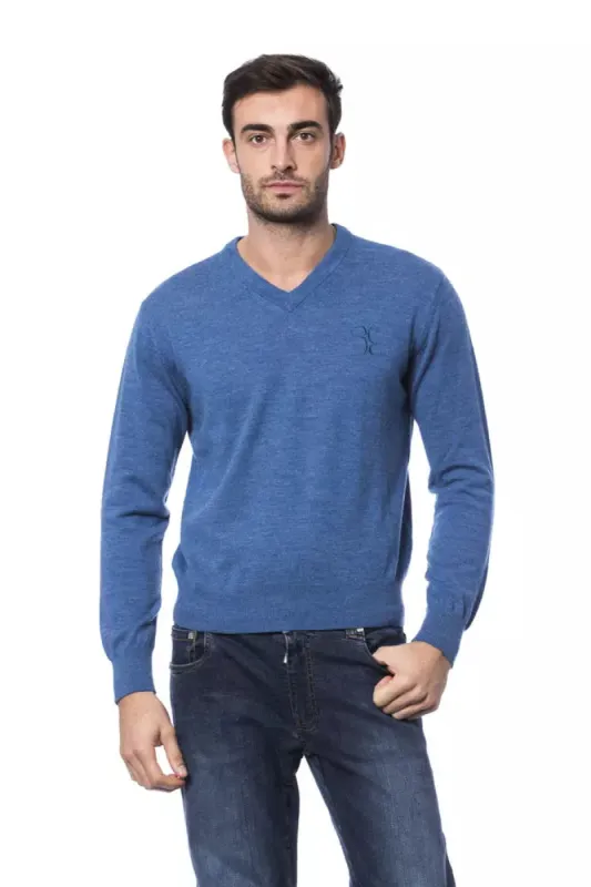 Blue Merino Wool Men Sweater sold by Louxly