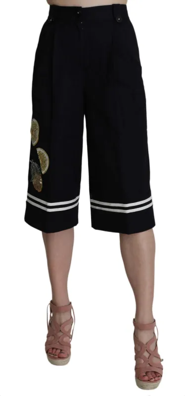 Elegant High Waist Black Cotton Pants sold by Louxly