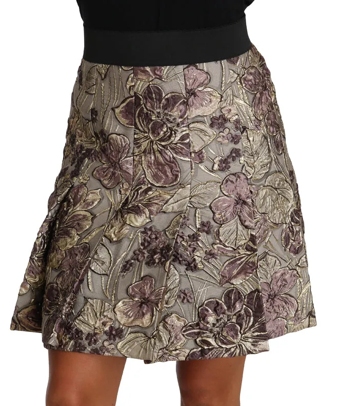 Elegant Floral A-Line Jacquard Skirt sold by Louxly product image thumbnail 4