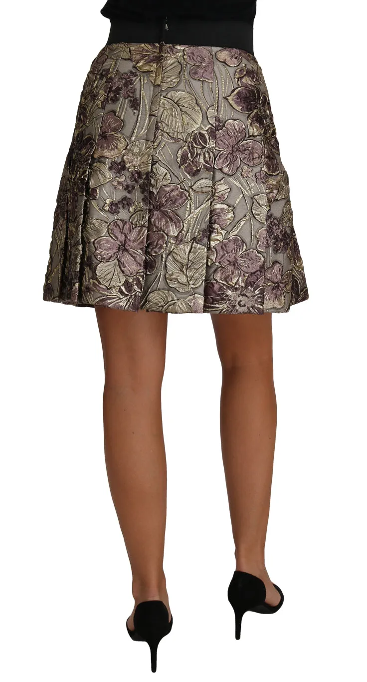 Elegant Floral A-Line Jacquard Skirt sold by Louxly product image thumbnail 2