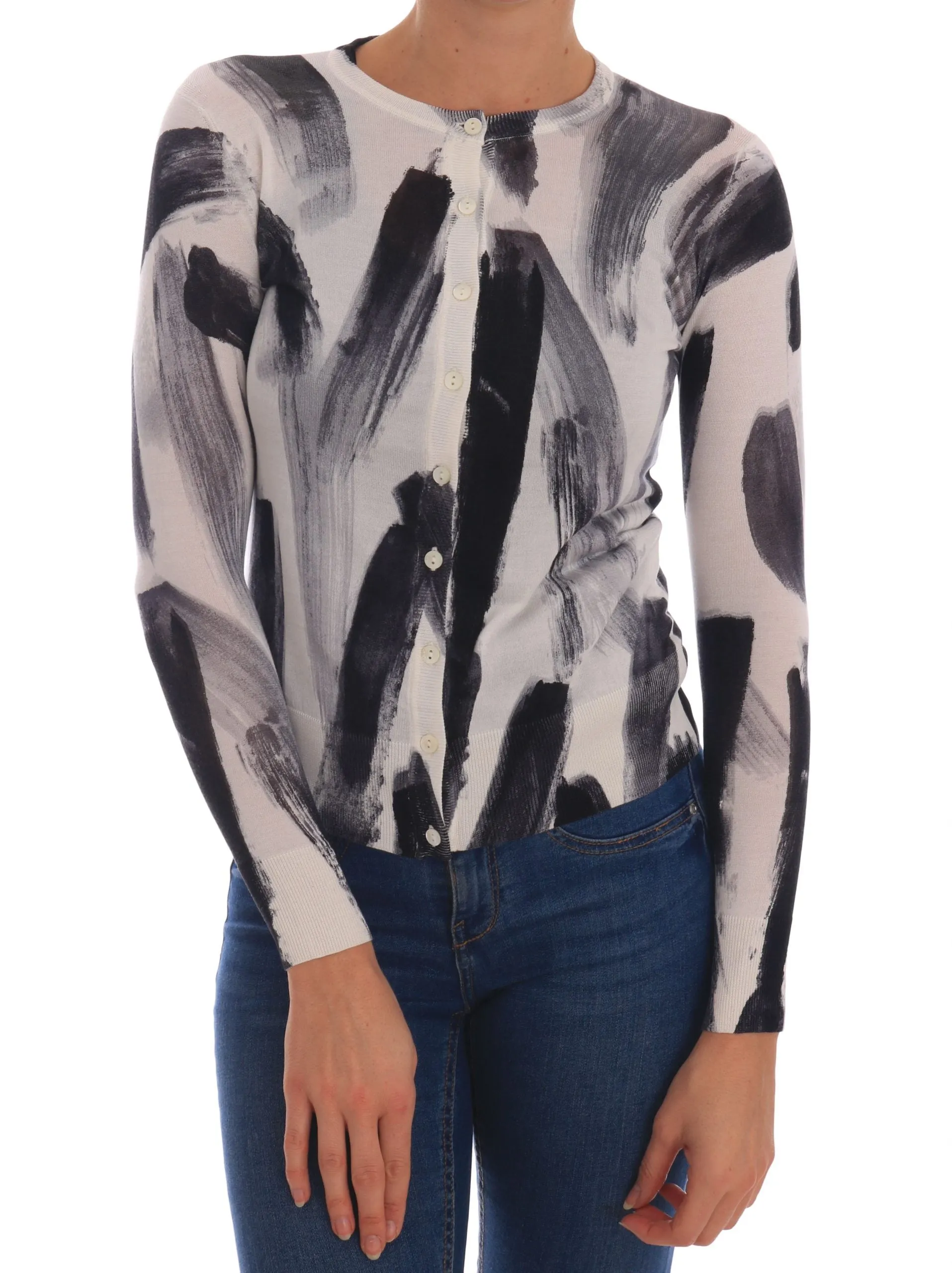 Elegant Silk Stroke-Pattern Sweater sold by Louxly