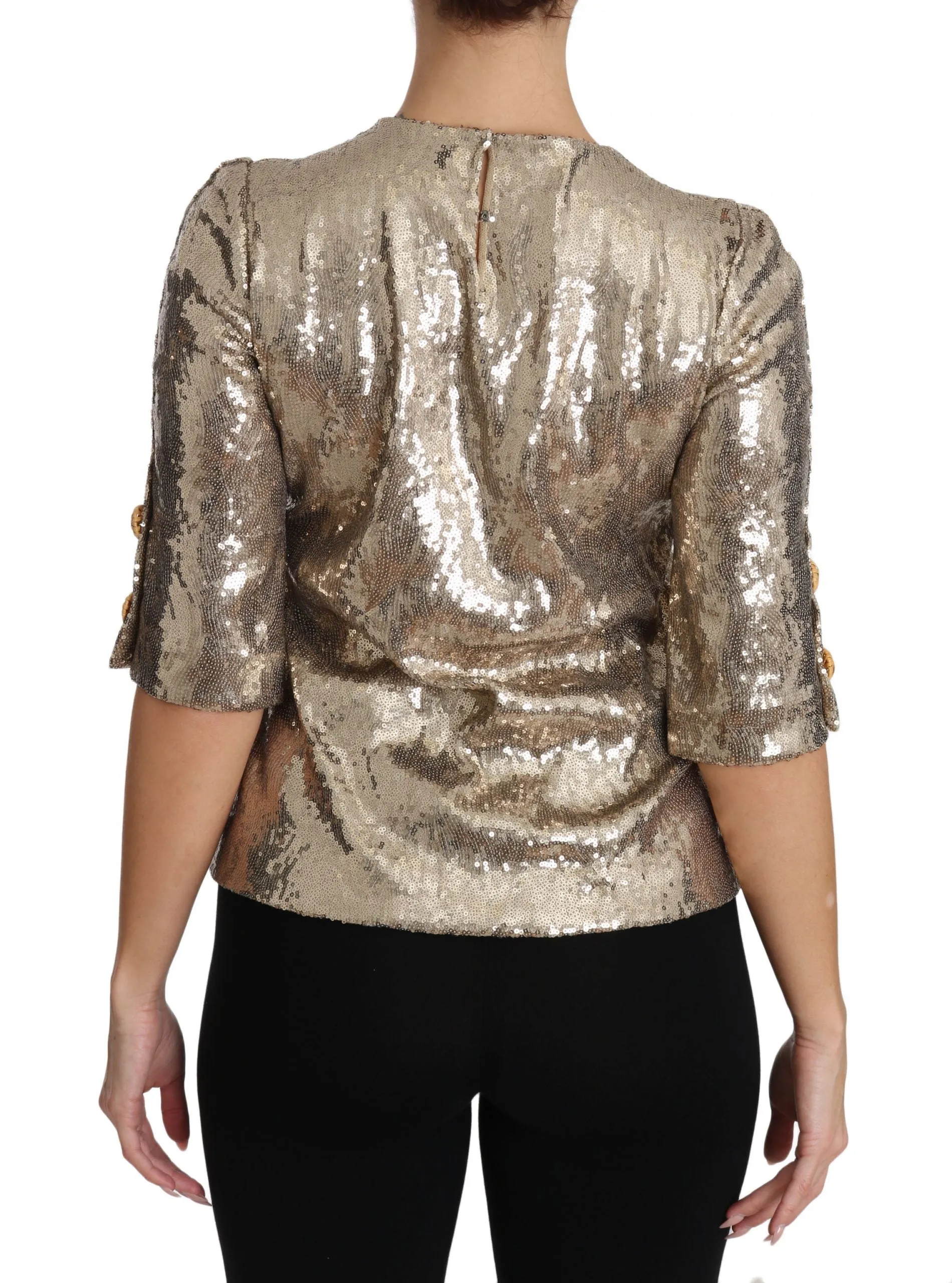 Gold Parrot Motif Crewneck Blouse with Crystals sold by Louxly product image thumbnail 2