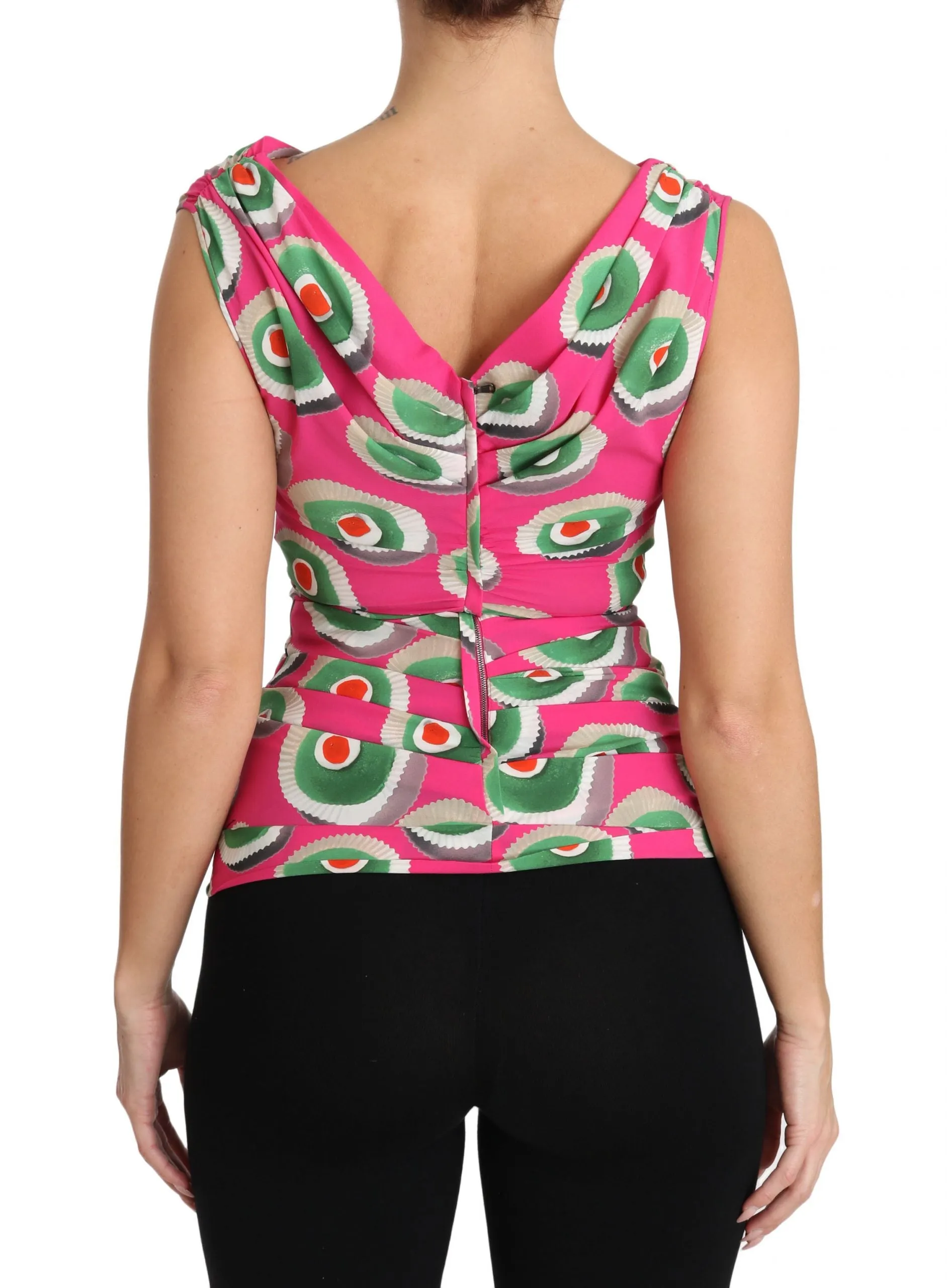 Sicilian Cake Print Sleeveless Silk Top sold by Louxly product image thumbnail 3