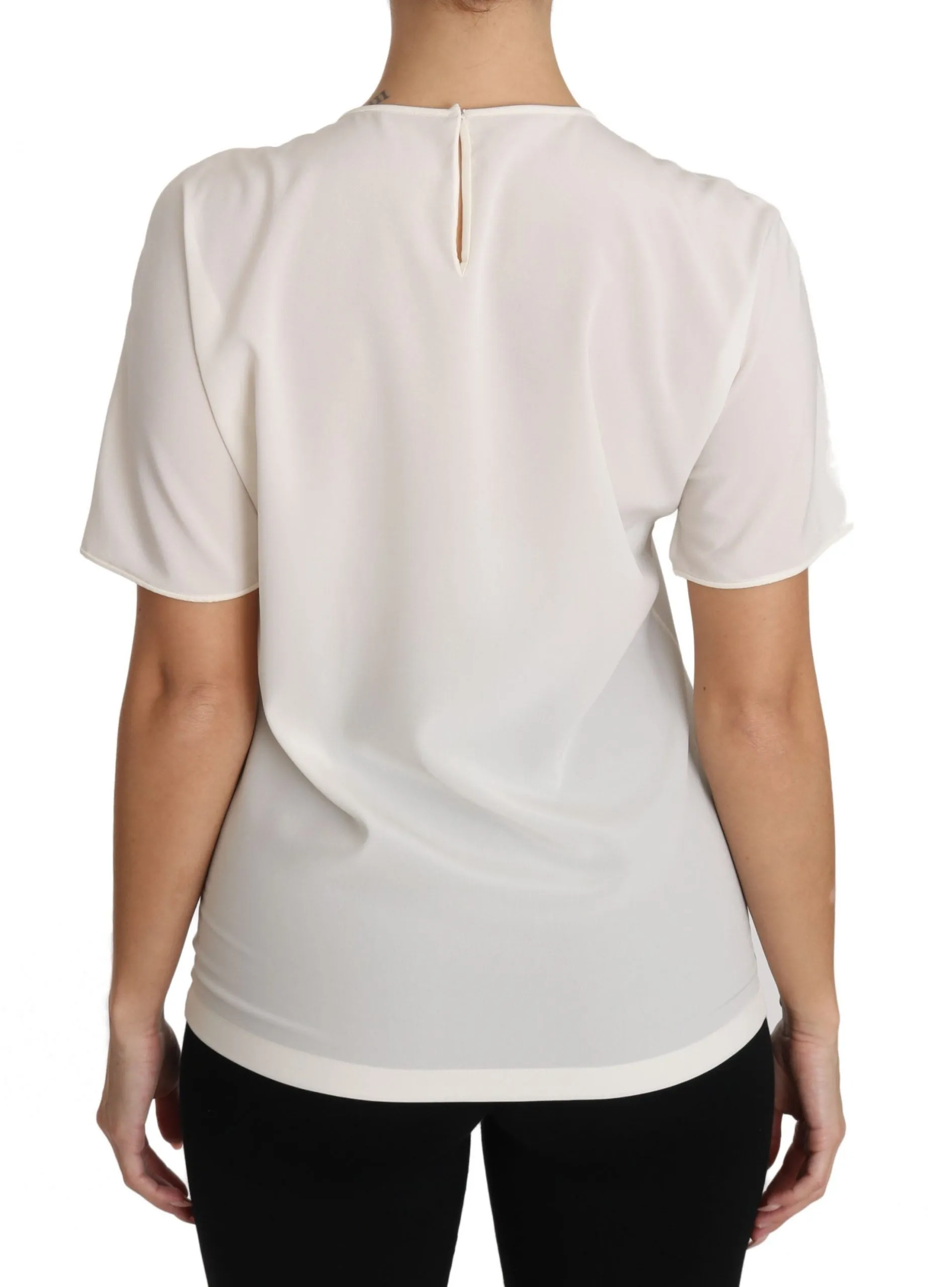Elegant Silk Crewneck Blouse with Applique sold by Louxly product image thumbnail 3
