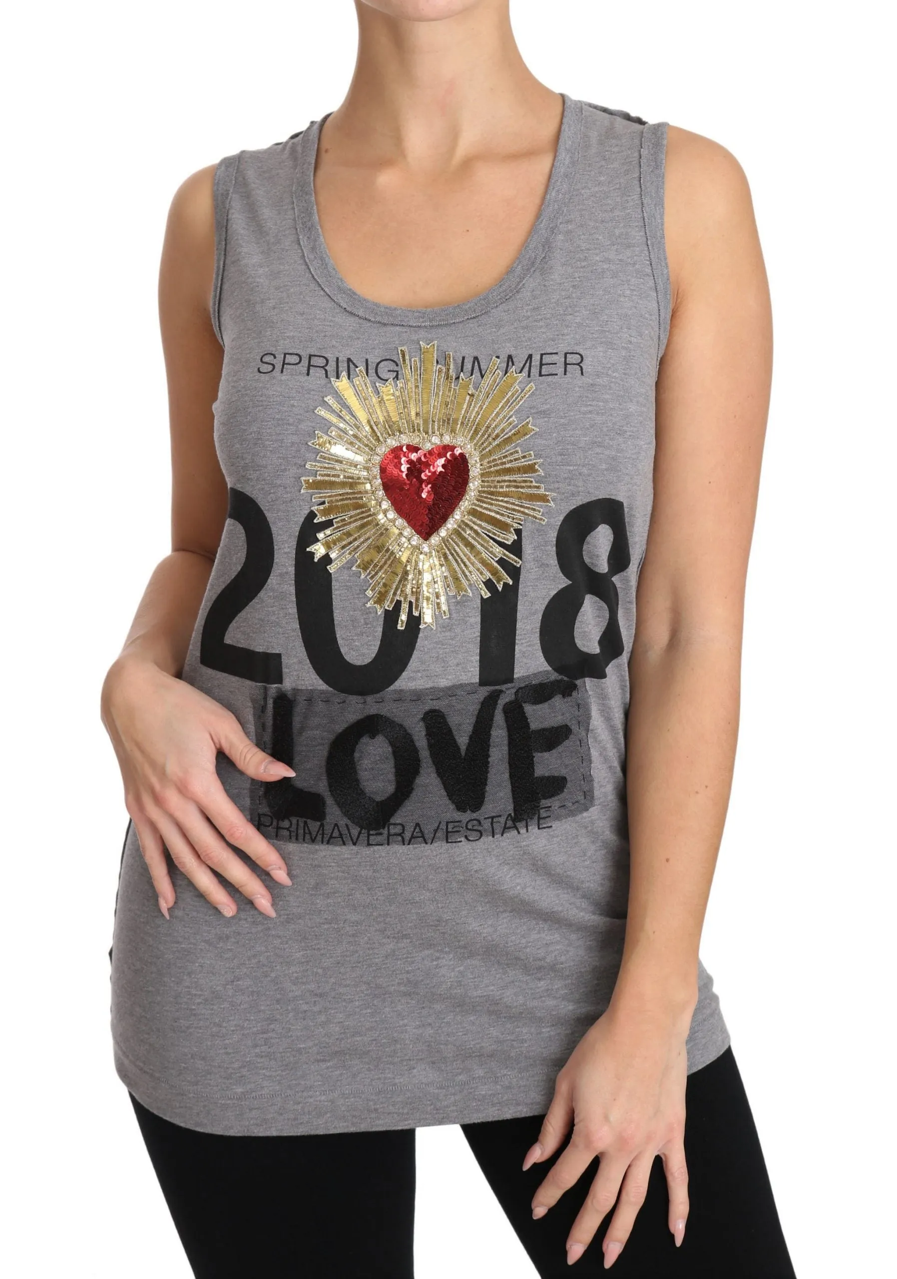 Sequined Heart Tank Top in Gray sold by Louxly product image thumbnail 5