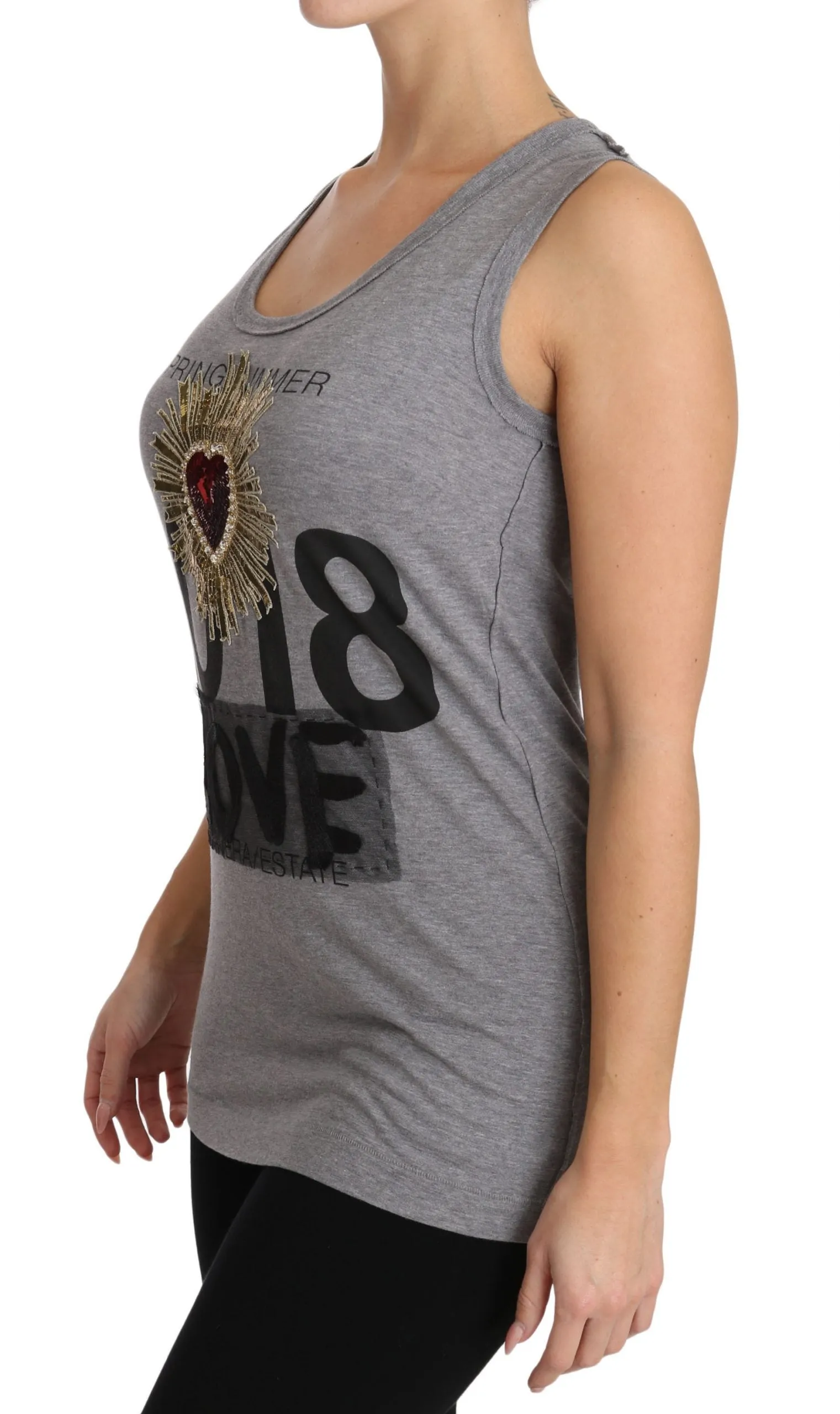 Sequined Heart Tank Top in Gray sold by Louxly product image thumbnail 2
